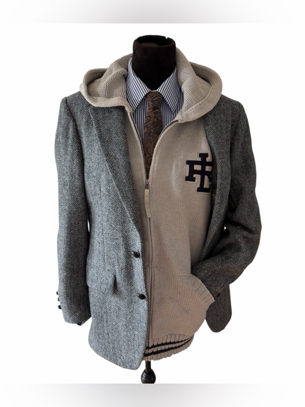 Vintage Gray Herringbone Harris Tweed Sportcoat